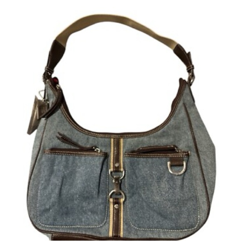 Vintage Tommy Hilfiger Denim Shoulder Bag with Brown Accents